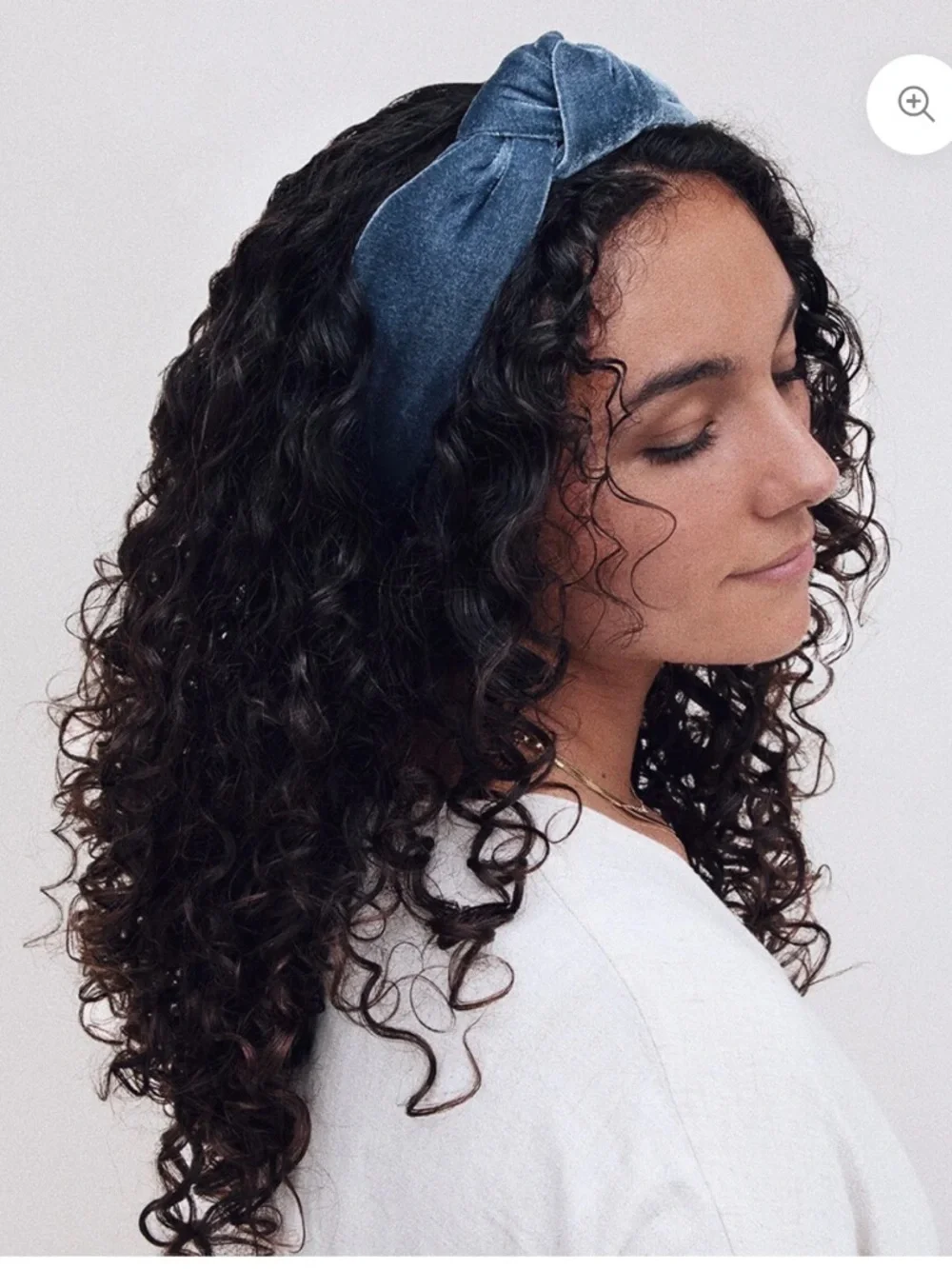 NWT Kristin Ess Luxe Velvet Headband Denim Blue Knotted Non Slip Hair Accessory